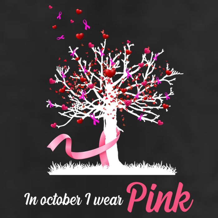 In October I Wear Pink Breast Cancer Tree Of Life 7 Panel Mesh Trucker Snapback Hat
