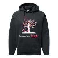 In October I Wear Pink Breast Cancer Tree Of Life Performance Fleece Hoodie