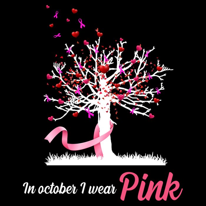 In October I Wear Pink Breast Cancer Tree Of Life Drawstring Bag