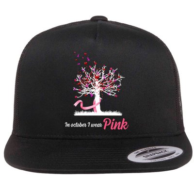 In October I Wear Pink Breast Cancer Tree Of Life Flatbill Hat