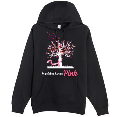 In October I Wear Pink Breast Cancer Tree Of Life Premium Pullover Hoodie
