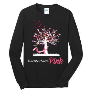 In October I Wear Pink Breast Cancer Tree Of Life Tall Long Sleeve T-Shirt