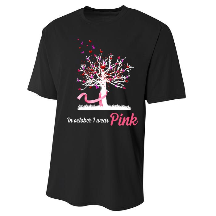 In October I Wear Pink Breast Cancer Tree Of Life Performance Sprint T-Shirt