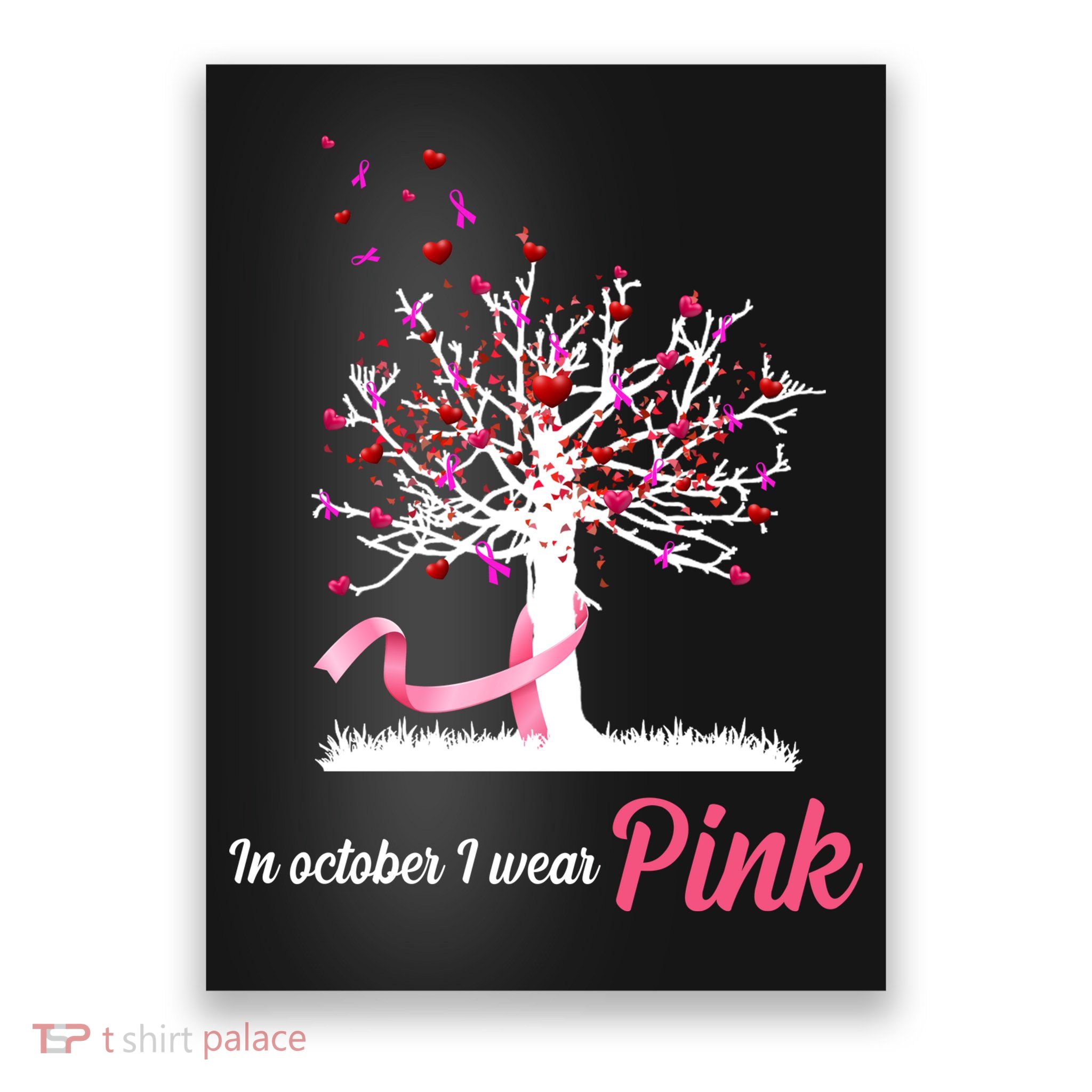 In October I Wear Pink Breast Cancer Tree Of Life Poster