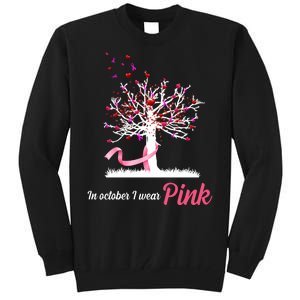 In October I Wear Pink Breast Cancer Tree Of Life Tall Sweatshirt