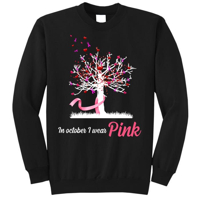 In October I Wear Pink Breast Cancer Tree Of Life Tall Sweatshirt