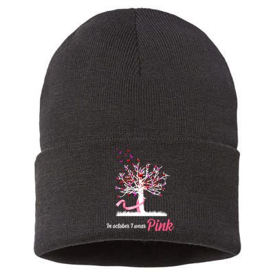 In October I Wear Pink Breast Cancer Tree Of Life Sustainable Knit Beanie
