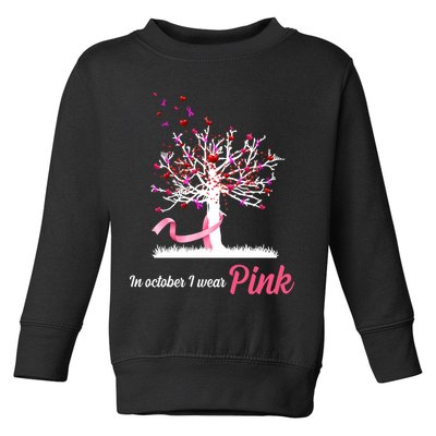 In October I Wear Pink Breast Cancer Tree Of Life Toddler Sweatshirt