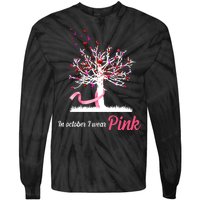 In October I Wear Pink Breast Cancer Tree Of Life Tie-Dye Long Sleeve Shirt