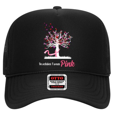 In October I Wear Pink Breast Cancer Tree Of Life Trucker Hat