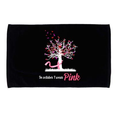 In October I Wear Pink Breast Cancer Tree Of Life Microfiber Hand Towel
