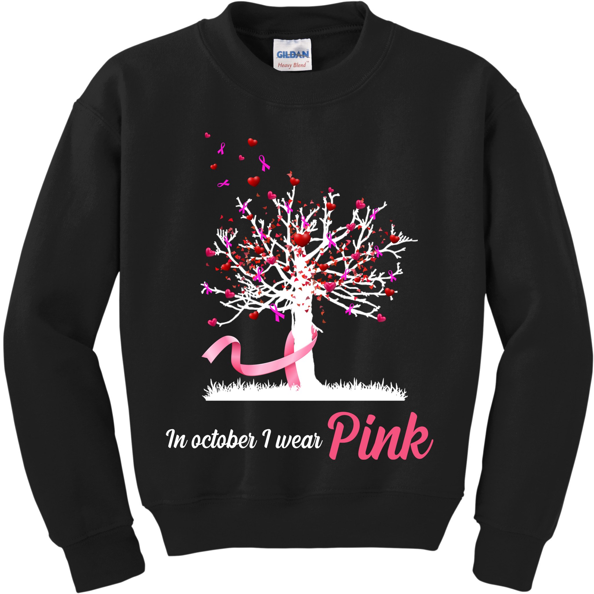 In October I Wear Pink Breast Cancer Tree Of Life Kids Sweatshirt