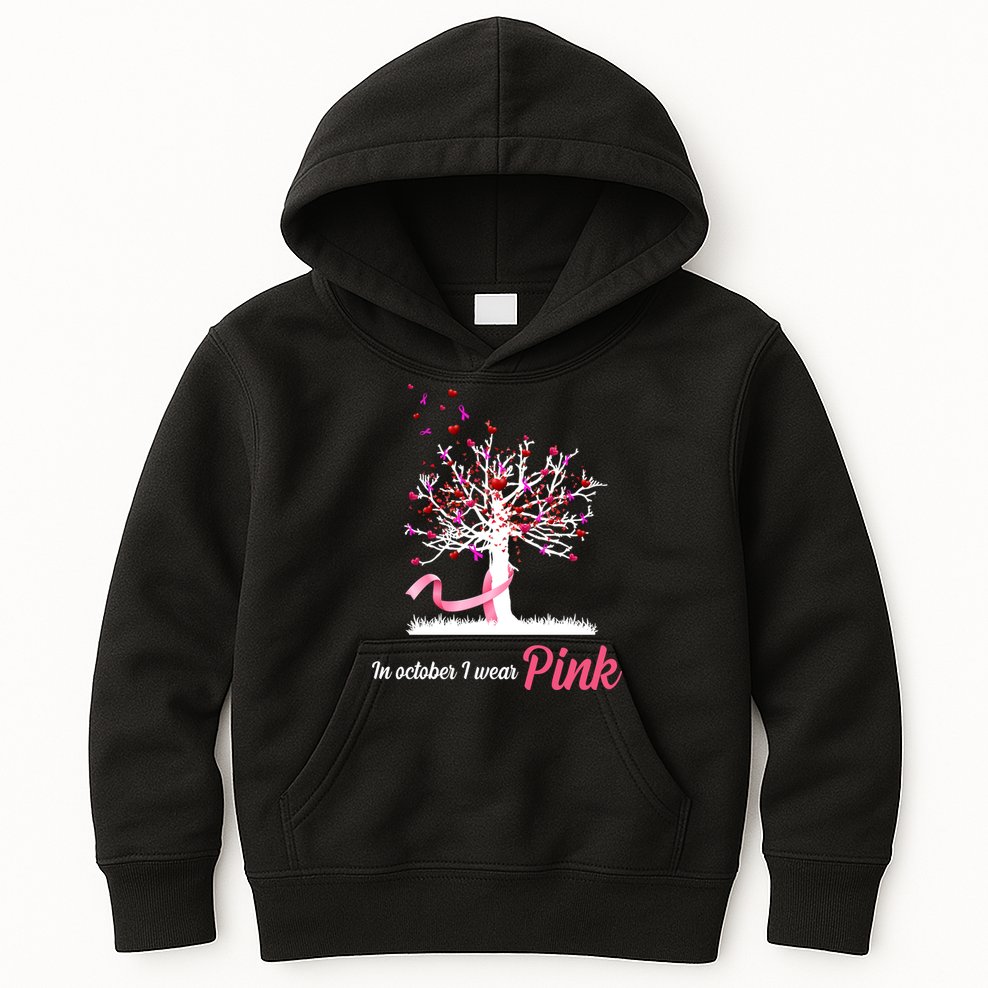In October I Wear Pink Breast Cancer Tree Of Life Kids Hoodie