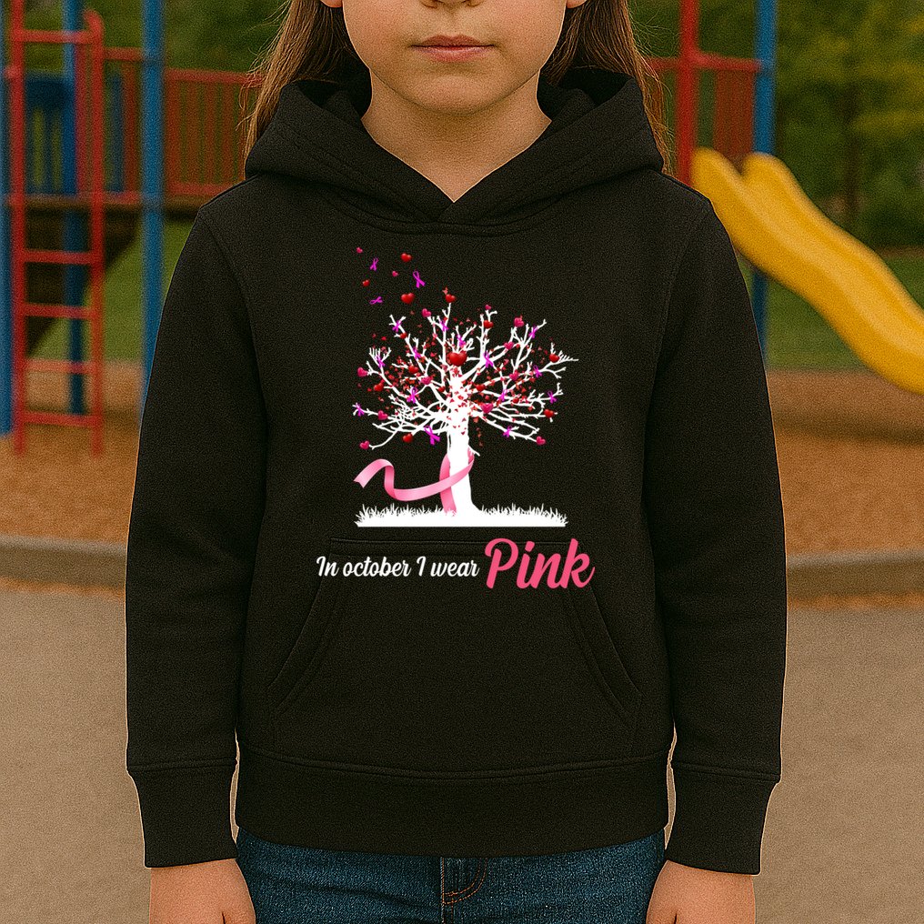 In October I Wear Pink Breast Cancer Tree Of Life Kids Hoodie
