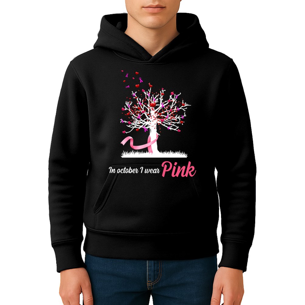 In October I Wear Pink Breast Cancer Tree Of Life Kids Hoodie