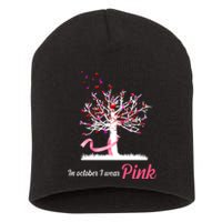 In October I Wear Pink Breast Cancer Tree Of Life Short Acrylic Beanie