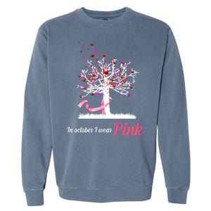 In October I Wear Pink Breast Cancer Tree Of Life Garment-Dyed Sweatshirt