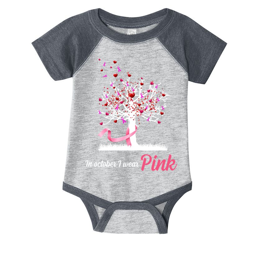 In October I Wear Pink Breast Cancer Tree Of Life Infant Baby Jersey Bodysuit