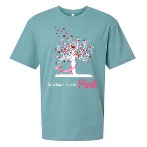 In October I Wear Pink Breast Cancer Tree Of Life Sueded Cloud Jersey T-Shirt