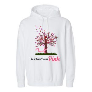 In October I Wear Pink Breast Cancer Tree Of Life Garment-Dyed Fleece Hoodie