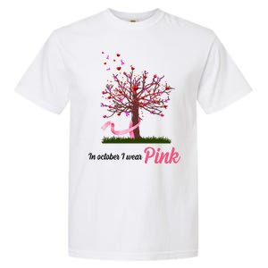 In October I Wear Pink Breast Cancer Tree Of Life Garment-Dyed Heavyweight T-Shirt