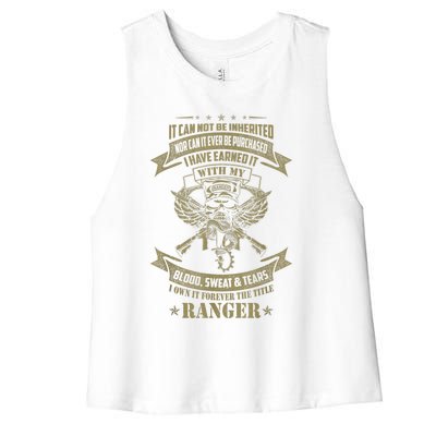 I Own It Forever The Title US Army Ranger Veteran Gift Women's Racerback Cropped Tank