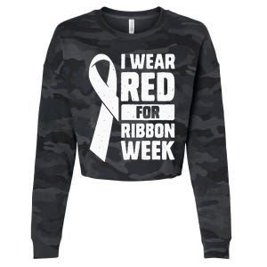 In October I Wear Red Ribbon Week Awareness Cropped Pullover Crew