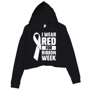 In October I Wear Red Ribbon Week Awareness Crop Fleece Hoodie