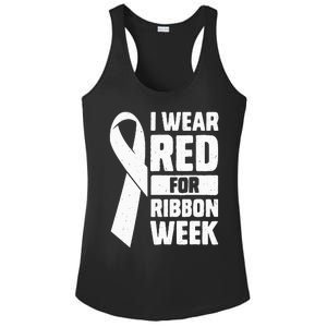 In October I Wear Red Ribbon Week Awareness Ladies PosiCharge Competitor Racerback Tank