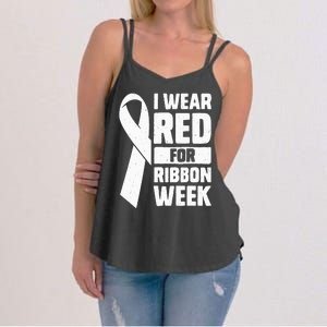 In October I Wear Red Ribbon Week Awareness Women's Strappy Tank