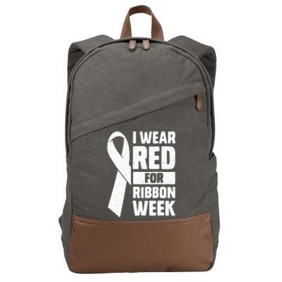 In October I Wear Red Ribbon Week Awareness Cotton Canvas Backpack