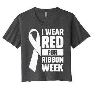 In October I Wear Red Ribbon Week Awareness Women's Crop Top Tee