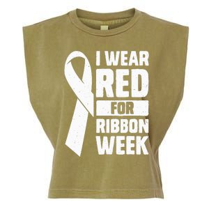 In October I Wear Red Ribbon Week Awareness Garment-Dyed Women's Muscle Tee