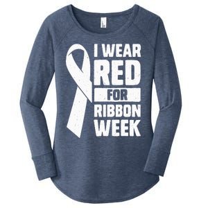 In October I Wear Red Ribbon Week Awareness Women's Perfect Tri Tunic Long Sleeve Shirt