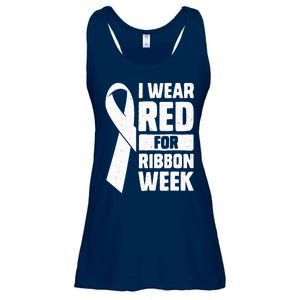 In October I Wear Red Ribbon Week Awareness Ladies Essential Flowy Tank