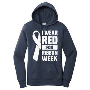 In October I Wear Red Ribbon Week Awareness Women's Pullover Hoodie