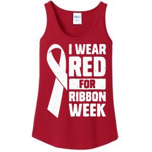 In October I Wear Red Ribbon Week Awareness Ladies Essential Tank