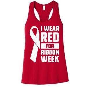 In October I Wear Red Ribbon Week Awareness Women's Racerback Tank