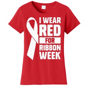 In October I Wear Red Ribbon Week Awareness Women's T-Shirt