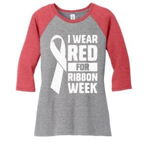 In October I Wear Red Ribbon Week Awareness Women's Tri-Blend 3/4-Sleeve Raglan Shirt