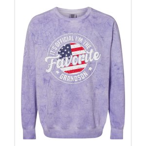 Its O.F.F.I.C.I.A.L Im The Favorite Grandson Colorblast Crewneck Sweatshirt