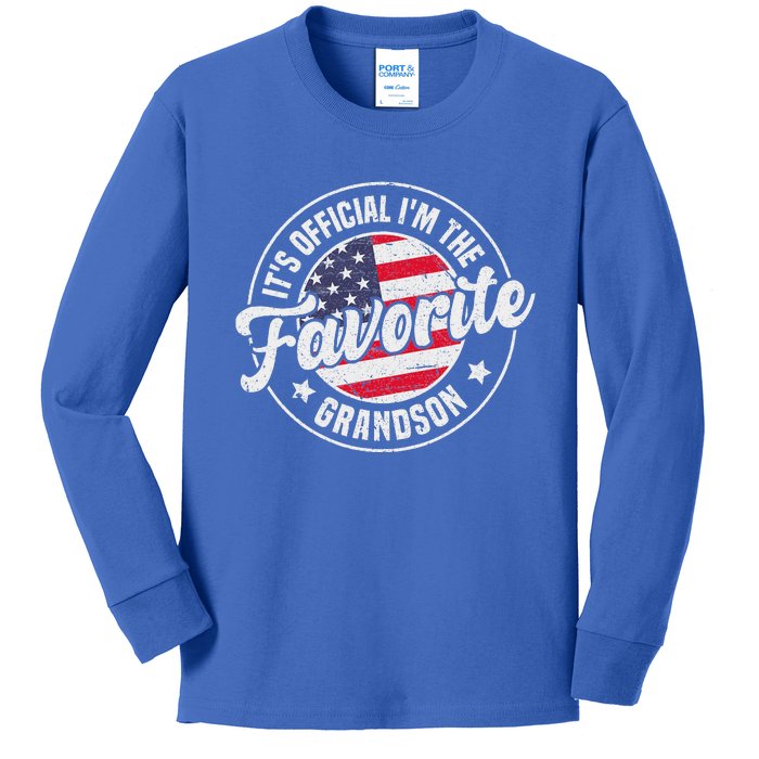 Its O.F.F.I.C.I.A.L Im The Favorite Grandson Kids Long Sleeve Shirt