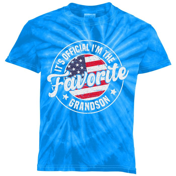 Its O.F.F.I.C.I.A.L Im The Favorite Grandson Kids Tie-Dye T-Shirt