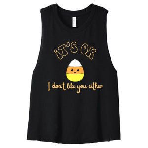 Its Ok I Dont Like You Either Cute Candy Halloween Women's Racerback Cropped Tank