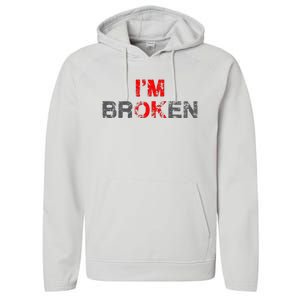 Im Ok Im Broken Invisible Illness Men Women I Am Ok Broken Performance Fleece Hoodie