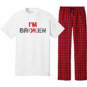 Im Ok Im Broken Invisible Illness Men Women I Am Ok Broken Pajama Set