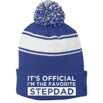 It's Officiclal I'm Bonusmeaningful Giftdad Bonus Father Stepdad Cool Gift Stripe Pom Pom Beanie