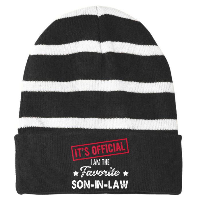 It's O.fficial I'm The Favorite SonInLaw  Striped Beanie with Solid Band