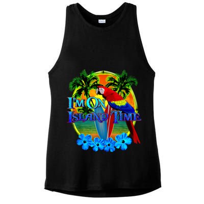 Im On Island Time Tropical Beach Ladies PosiCharge Tri-Blend Wicking Tank