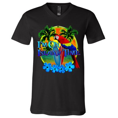 Im On Island Time Tropical Beach V-Neck T-Shirt